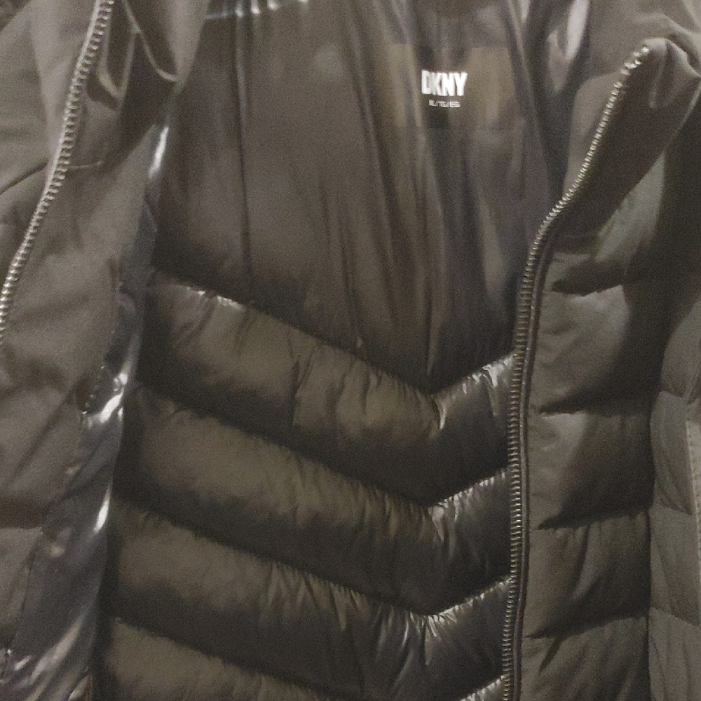 Dkny Black Quilted Puffer Jacket with High Collar - Picture 7 of 7